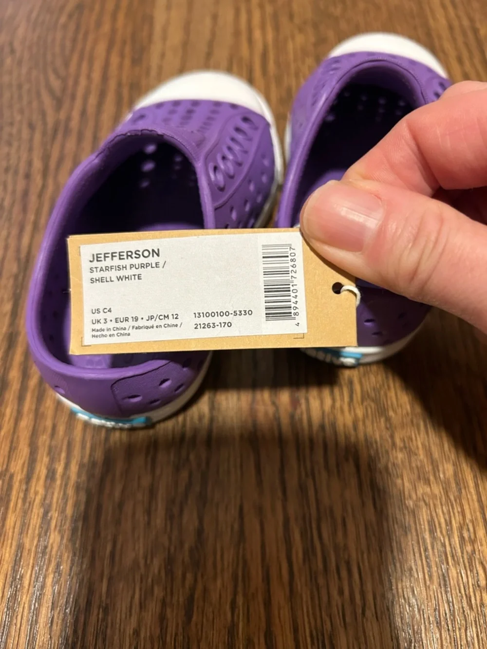 Native Jefferson Kids Shoes C4 Purple NWT Lightweight Slip-On - Picture 6 of 7